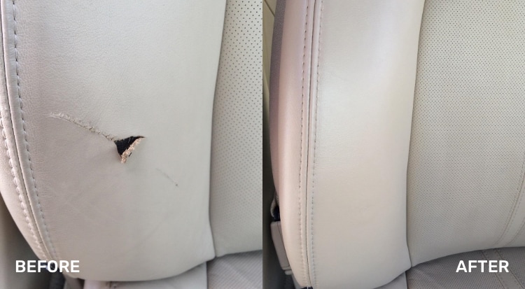 Before and after of a repair I did on a vinyl seat bolster : r/AutoDetailing